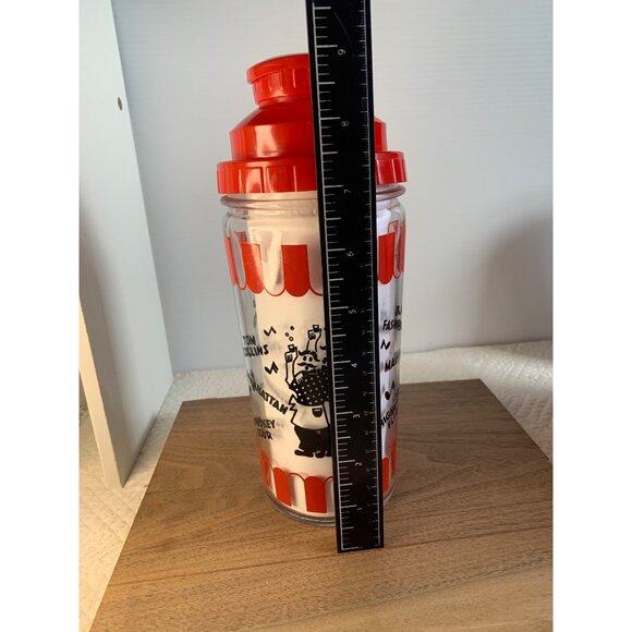 Vintage Hazel 3 Men Red Glass Cocktail Shaker with Plastic Lid 9.5 inch tall 194 - Picture 6 of 10